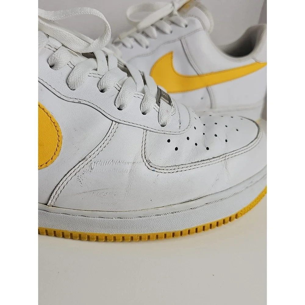 Nike Air Force 1 Men's Size 12 Sneakers White with yellow check and bottom